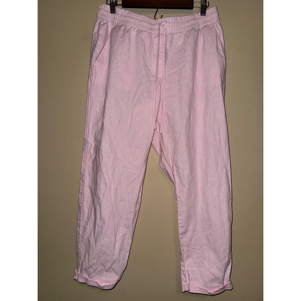 J.Crew Pink Linen Cotton Blend Drawstring Pants AW839 Womens 12 Lagenlook Preppy